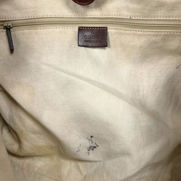 GUCCI GG Canvas Beige Monogream Diamante Sukey Boston Shoulder Tote Bag - Picture 11 of 13